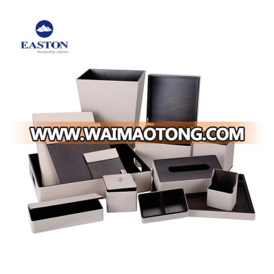 Leather hotel accessories and amenities holder,hotel room leather accessories set