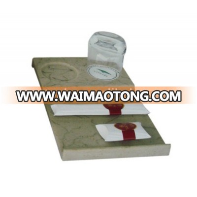 Marble resin bathroom amenities tray for hotel